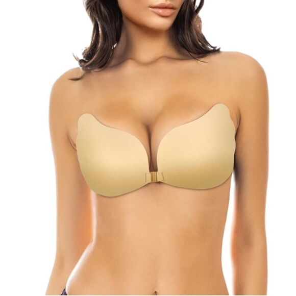 Strapless Adhesive Invisible Push Up Bra In Beige - Picture 1 of 1